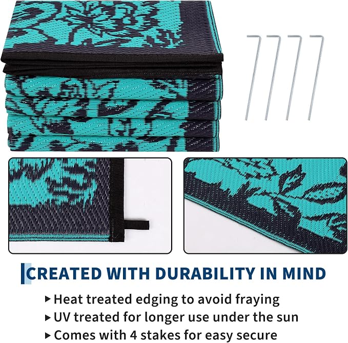 Garvee Outdoor Rugs 8’x10’ Waterproof Reversible Mats, Large Area Plastic Straw - Image 4