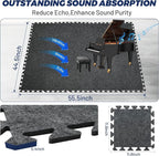 Focusound 20Pcs Sound Absorbing Interlocking Drum Rug, 11.8 x 11.8 x 0.4 inches - Image 2