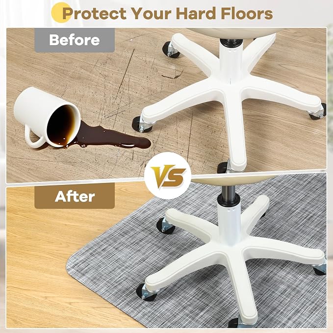 BesWin Large Office Chair Mat for Hardwood Floor, Heavy Duty PVC Floor - Image 4