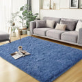 qulint Blue Rugs for Bedroom 3x5, Fluffy Shag 3x5 Area Rug for Boys Room Fuzzy by QULINT