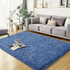 qulint Blue Rugs for Bedroom 3x5, Fluffy Shag 3x5 Area Rug for Boys Room Fuzzy by QULINT
