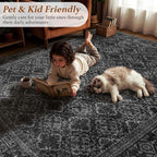 LIANLAM 5x7 Washable Area Rug, Vintage Boho Traditional Pattern, Non-Slip Stain - Image 5