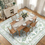 RELEANY Area Rugs Square 10ft Washable Non-Slip, Floral Vintage Distress by RELEANY