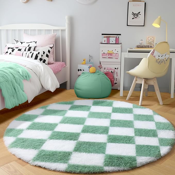 KICMOR Round Rugs 5ft for Bedroom Living Room, Fluffy Soft Circle Area Rug - Image 3
