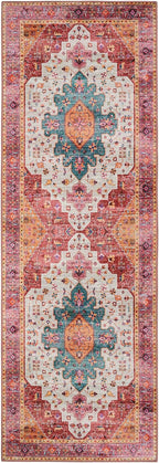 Moynesa Ultra-Thin Washable Pink Runner Rug - Image 7