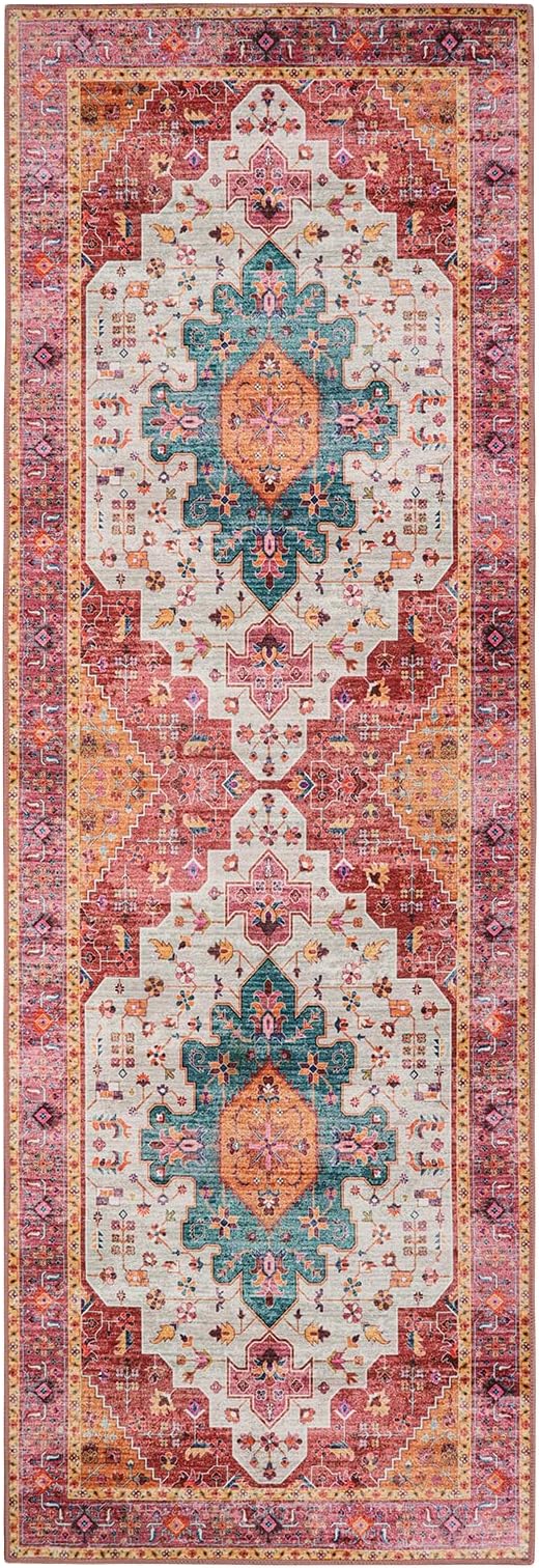 Moynesa Ultra-Thin Washable Pink Runner Rug - Image 7