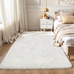 KCHOWUA Ceam White Fluffy Shag Large Area Rug - Image 6