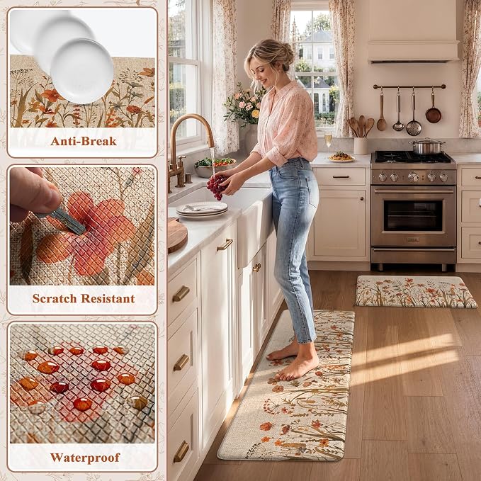 KIMODE Fall Kitchen Mats Cushioned Anti Fatigue, Non Slip Kitchen Mats - Image 6