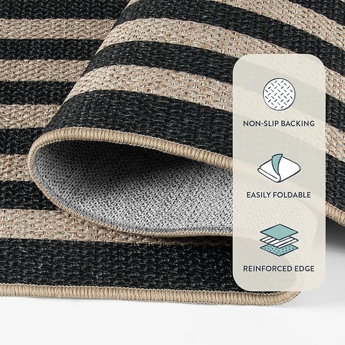 Lahome Enfys Modern Geometric Easy Jute Outdoor Rug, 3x5 Black Indoor Outdoor - Image 5