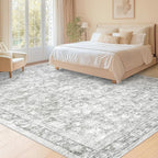 9x12 Area Rugs for Living Room: Washable Large Vintage Floral Rug Low Pile - Image 5