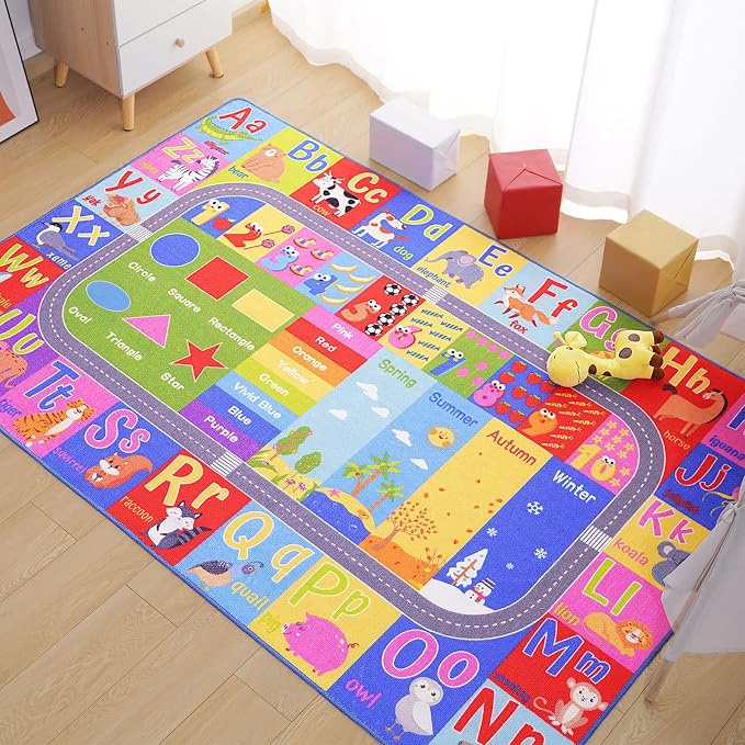 Kids Rug for Playroom Classroom, ABC Alphabet Numbers Play Toddlers Rugs - Image 8