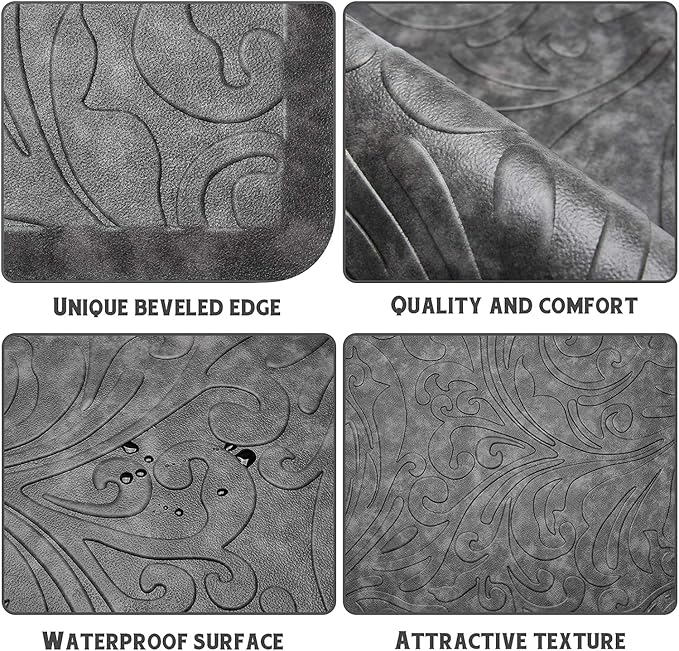 KMAT 2PCS Kitchen Mat Cushioned Anti-Fatigue Floor Mat, Waterproof Non-Slip - Image 5