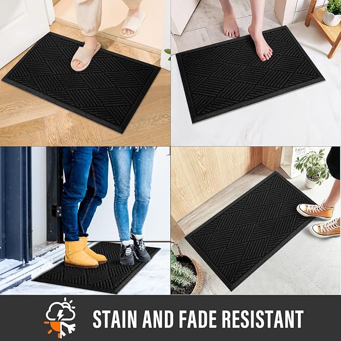HIYARD Sturdy Front Door Mat, Absorbent Muddy Dirt Resist Welcome Door Mats - Image 5