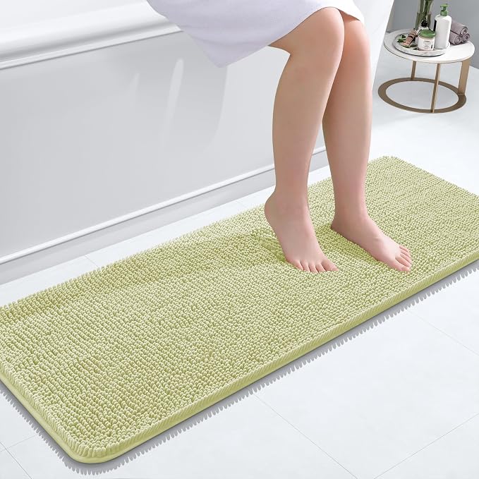 OLANLY Bathroom Runner Rugs 47x17, Soft Absorbent Chenille Bath Rugs, Rubber by OLANLY