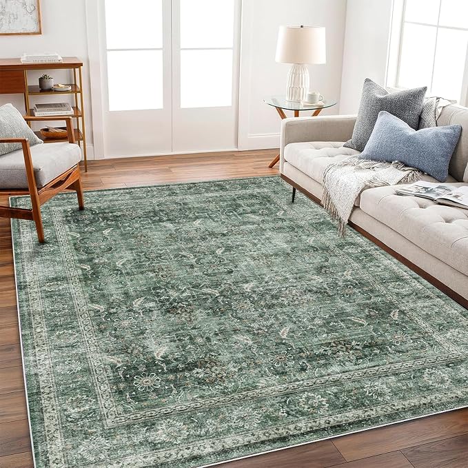 CHAMPLANT Area Rug 6'x9' Washable Vintage Traditional Floor Cover Thin Retro by CHAMPLANT