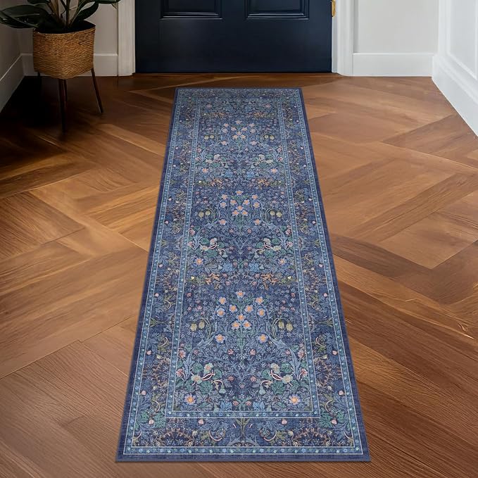 Hazo Haus Non Slip 2x10 Dark Blue Hallway Runner - 10ft Long Runner Rugs - Image 3