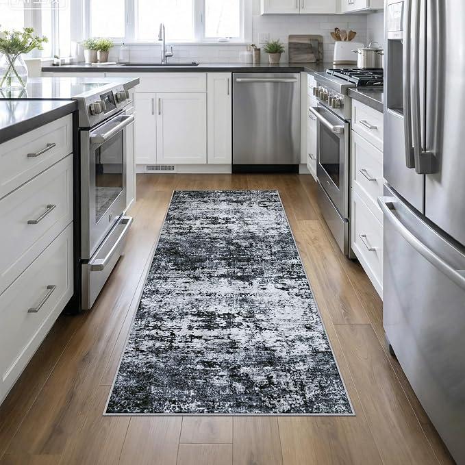 Washable Area Rug 3x8 Entryway Rug: Washable Modern Abstract Soft Thin Rug by FXRHLP