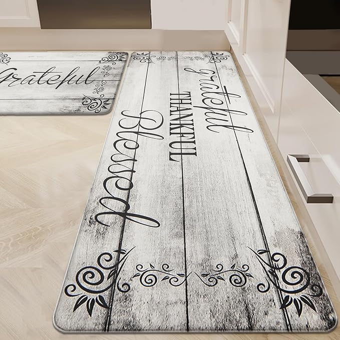 HEBE Anti Fatigue Kitchen Mat Set of 2 Non Slip Cushioned Kitchen Mats by HEBE