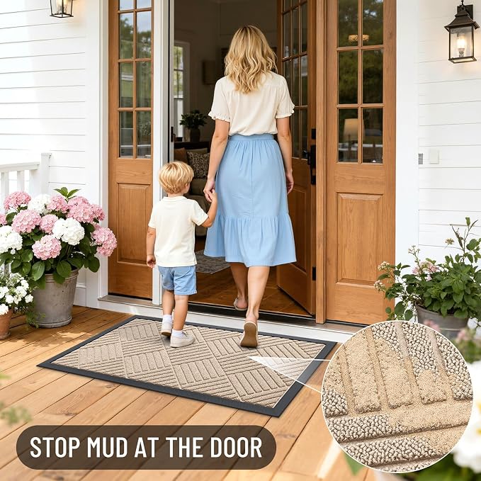 OLANLY Front Door Mat Outside Entrance 47x32, Heavy Duty Sturdy Natural Rubber - Image 6