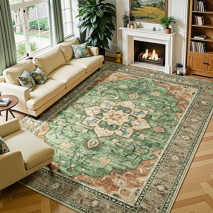 Lessymo Washable Area Rug for Living Room, 9x12 Large Rugs by Lessymo