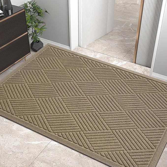 HIYARD Sturdy Front Door Mat, Absorbent Muddy Dirt Resist Welcome Door Mats by HIYARD