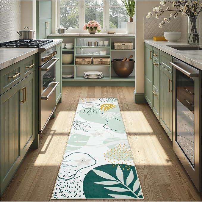 Lahome Green Runner Rugs for Hallway 2x8 Non-Slip Washable Kitchen Rugs - Image 5
