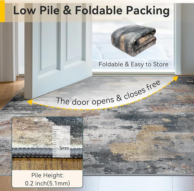 RELEANY Washable Area Rugs 9'x12' Non-Slip Modern Abstract Soft - Image 6
