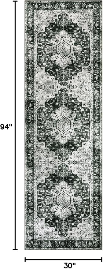 Moynesa Ultra-Thin Washable Vintage Runner Rug - Image 2