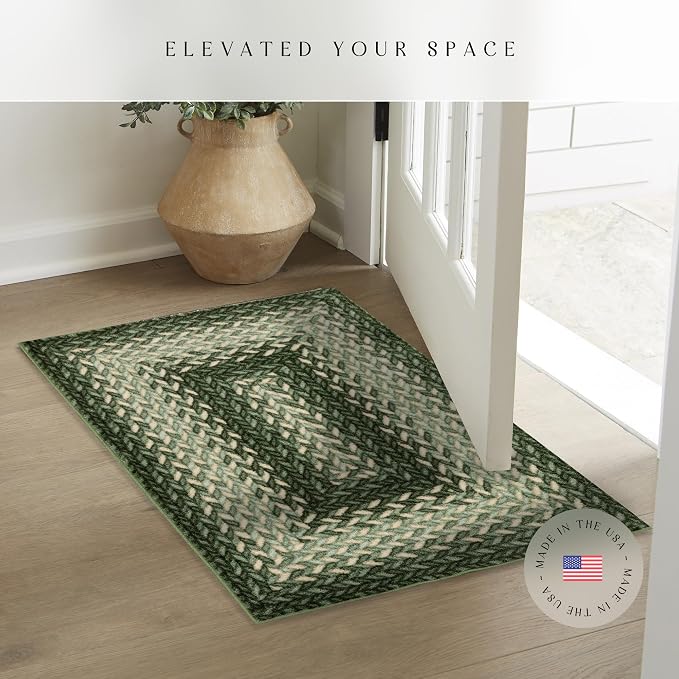 Maples Rugs Marion Bohemian Braided-Style Print Area Rug – Made in USA – - Image 3