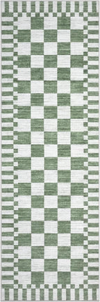 GarveeHome 2×10 Kitchen Runner Rug Non Slip, Sage Green Checkered Rug, Washable - Image 4