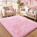 Pink Fluffy 4x6 Area Rugs for Bedroom Girls, Soft Washable Fuzzy Furry Shag Rug by KICHOWUA