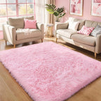 Pink Fluffy 4x6 Area Rugs for Bedroom Girls, Soft Washable Fuzzy Furry Shag Rug by KICHOWUA