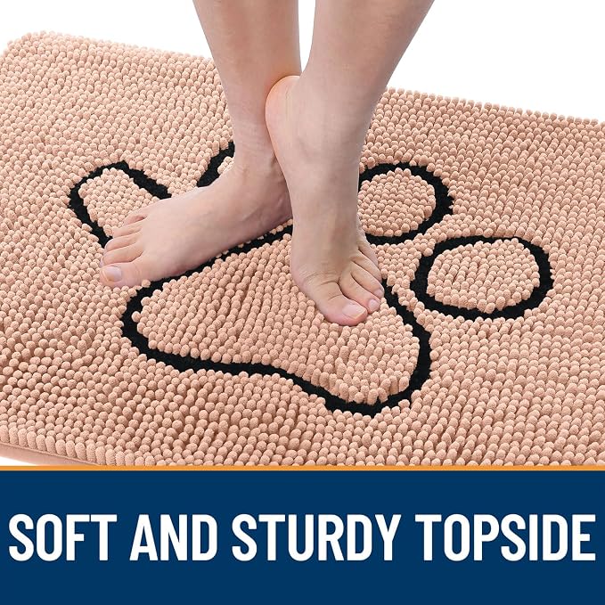 OLANLY Dog Door Mat for Muddy Paws 30x20, Paw Print Design, Absorbs Moisture - Image 4