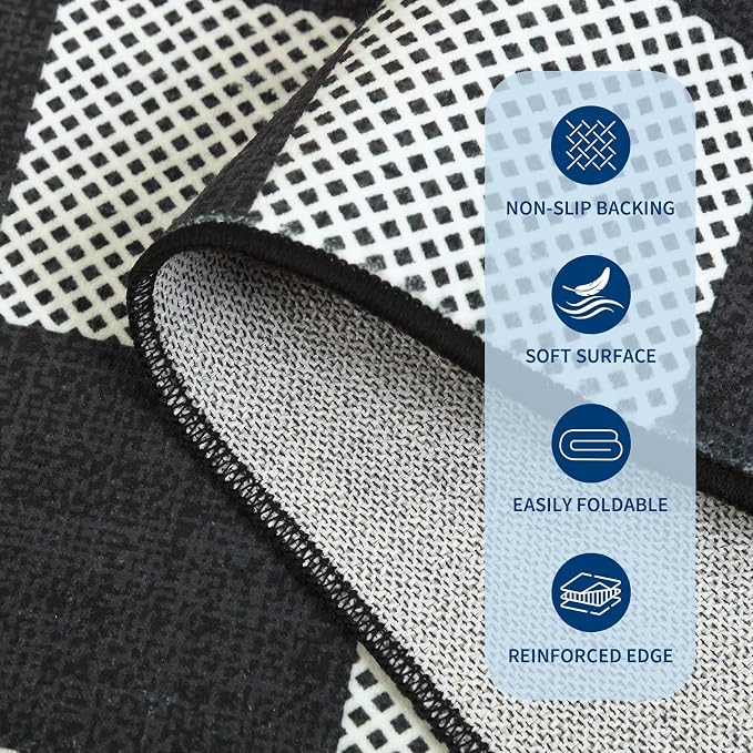 GarveeHome Checkered Dark 4x6 Washable Rug Geometric Diamond Dot Modern Soft - Image 6