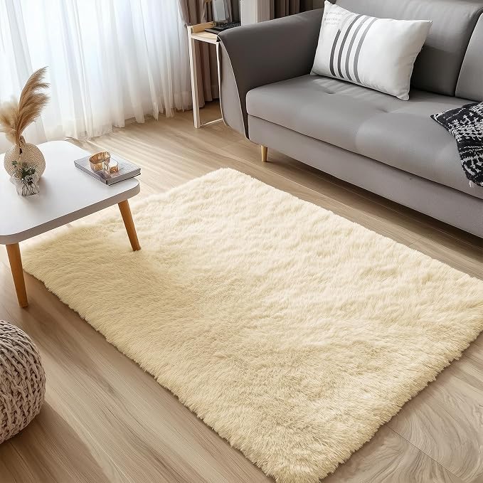 OLANLY 3x5 Machine Washable Small Bedside Rug, Soft Fluffy Shaggy Rugs - Image 3