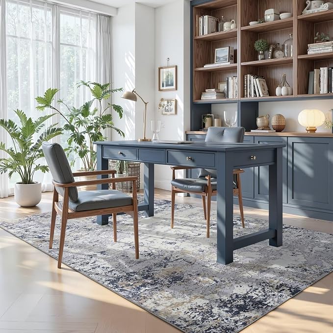Toneed Abstract Area Rug Modern Washable Rug Soft Non Slip Rug Low Pile - Image 4