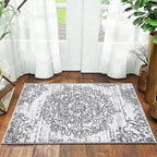 HEBE Indoor Door Mat 2'x3', Washable Distressed Boho Small Area Rug, Non Slip - Image 7