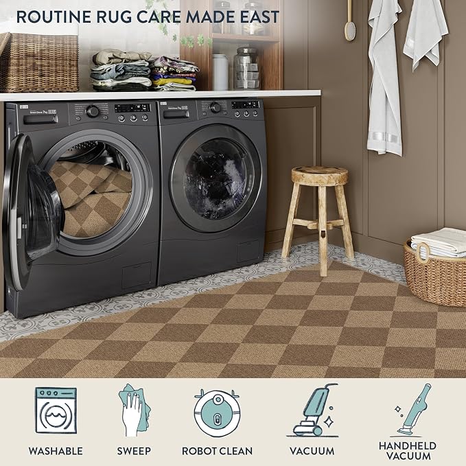 Lahome Colette Checkered Easy Jute 6x9 Rug, Large Rugs - Image 6