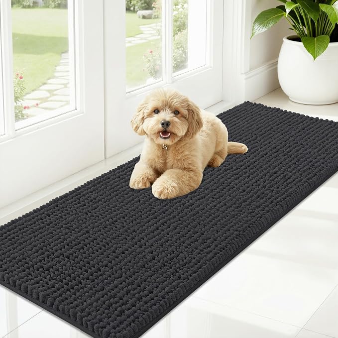 OLANLY Dog Door Mat for Muddy Paws 59x20, Ultra Absorbent Chenille Mud Doormat by OLANLY