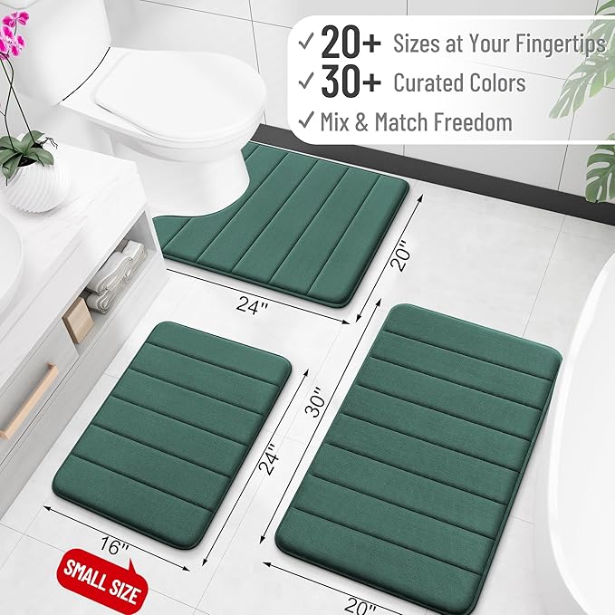 OLANLY Memory Foam Bath Mat 59x35, Super Soft Absorbent Bathroom Rugs, Quick Dry - Image 2