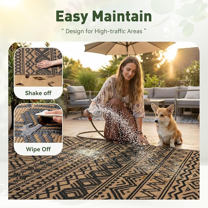 MontVoo Outdoor Rug Carpet Waterproof 6x9 Outdoor Patio Rug Mat Reverisble - Image 8