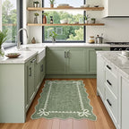 GarveeHome Scalloped Bow Rug for Kitchen Floor, Solid Green Rug for Dorm - Image 3