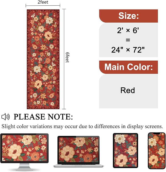 DUKINO 2x6 Runner Rug for Hallway, Washable Kitchen Runner Rug - Image 2
