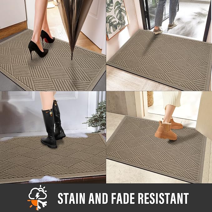 HIYARD Sturdy Front Door Mat, Absorbent Muddy Dirt Resist Welcome Door Mats - Image 5