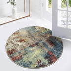 Lahome Modern Abstract Round Rug - 3Ft Small Red Washable Kitchen Round Area - Image 6