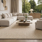 Faux Jute Area Rug 5'x7', Washable & Non-Slip, Taupe & White | 0.27" Low Pile by Unknown
