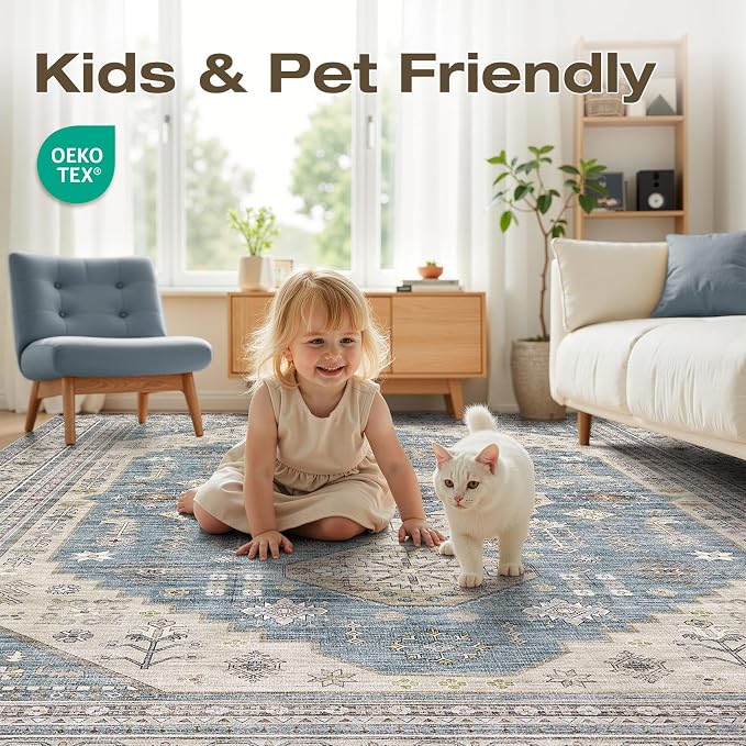 10x12 Washable Area Rug, Large Rugs - Image 4