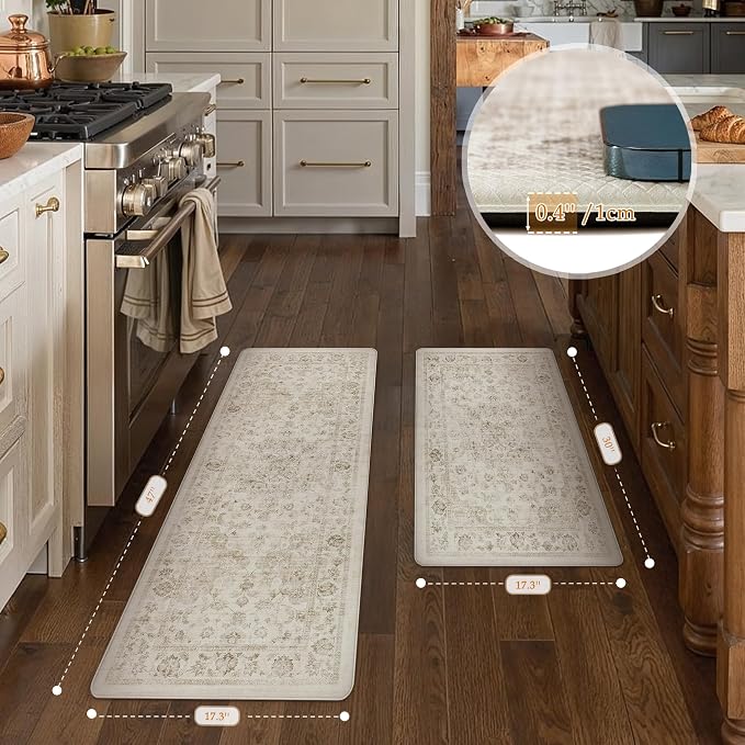 Anti Fatigue Kitchen Mats 2PCS Beige Neutral Mats - Image 3