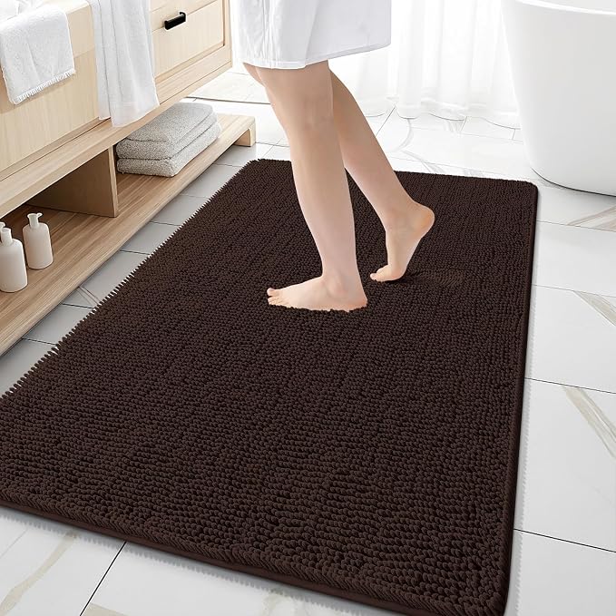 OLANLY Large Bathroom Rugs 59x35, Extra Soft Absorbent Chenille Bath Rugs by OLANLY