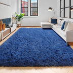 Amdrebio Navy Blue Area Rugs for Boys Bedroom, 5x7 Shag Fluffy Furry Plush Rug - Image 5
